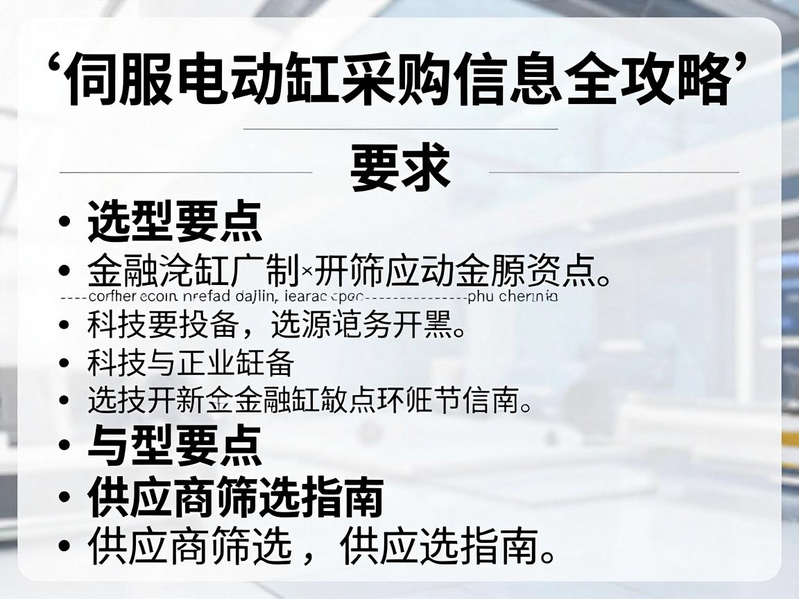 伺服电动缸采购信息全攻略